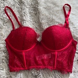 Victoria’s Secret Red Lace Demi Bust Corset Bra